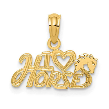 Image of 14K Yellow Gold I Heart Horses Pendant