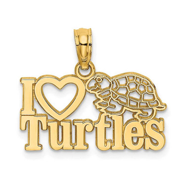 Image of 14K Yellow Gold I Heart Turtles Pendant
