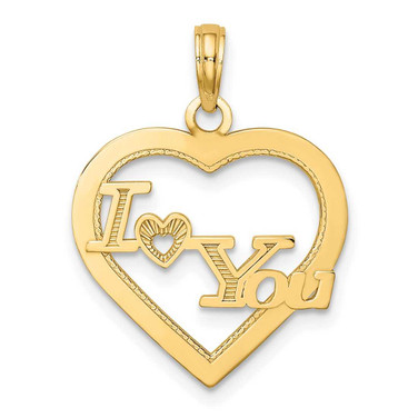 Image of 14K Yellow Gold I Heart You In Heart Frame Pendant