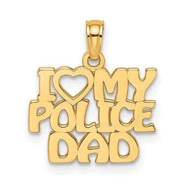Image of 14K Yellow Gold I Love My Police Dad Pendant