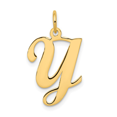 14K Yellow Gold Initial Y Charm
