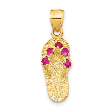 Image of 14K Yellow Gold January/CZ Simulated Birthstone Flip Flop Pendant