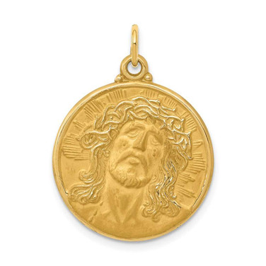 Image of 14K Yellow Gold Jesus Medal Pendant