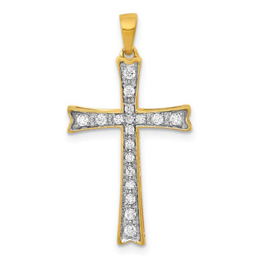 Image of 14k Yellow Gold Lab Grown Diamond SI1/SI2 GHI Cross Pendant 5065