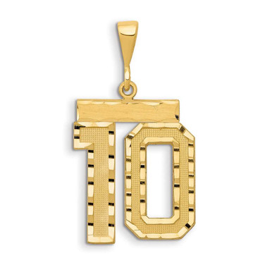 Image of 14K Yellow Gold Large Shiny-Cut Number 10 Pendant