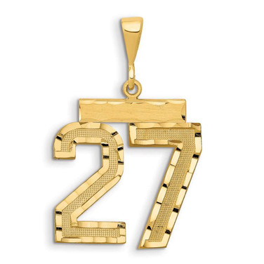 Image of 14K Yellow Gold Large Shiny-Cut Number 27 Pendant