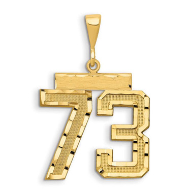 Image of 14K Yellow Gold Large Shiny-Cut Number 73 Pendant