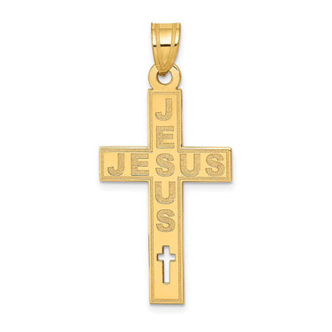 Image of 14K Yellow Gold Laser Cut Jesus Cross Pendant YC1196