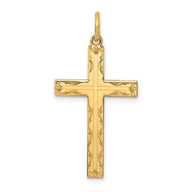 Image of 14K Yellow Gold Laser Designed Cross Pendant XR1010