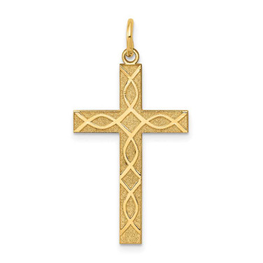 Image of 14K Yellow Gold Laser Designed Cross Pendant XR1198