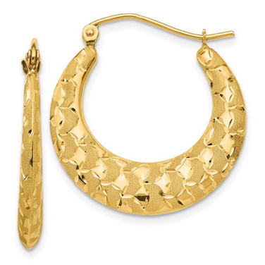 Image of 26mm 14K Yellow Gold Laser-Cut Patterned Hoop Earrings