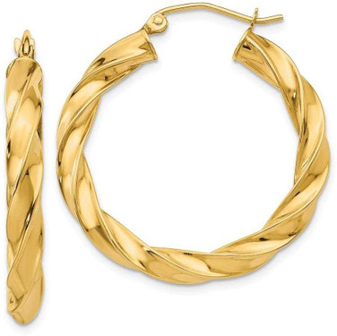 Image of 31mm 14K Yellow Gold Light Twisted Hoop Earrings TF590