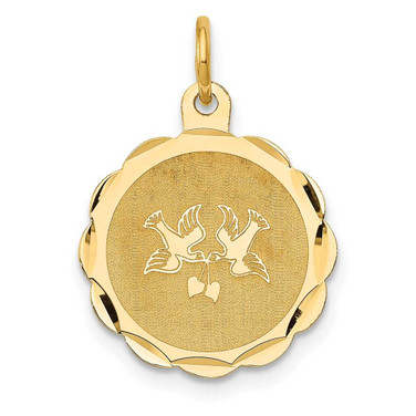 Image of 14K Yellow Gold Love Birds Disc Charm