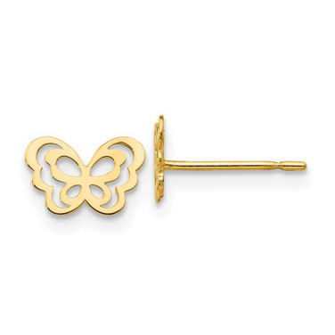 Image of 6mm 14K Yellow Gold Madi K Childrens Butterfly Post Earrings
