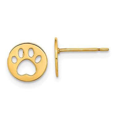 Image of 7.5mm 14K Yellow Gold Madi K Kids Pawprint Stud Post Earrings