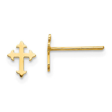 Image of 7mm 14K Yellow Gold Madi K Polished Cross Post Earrings SE2466