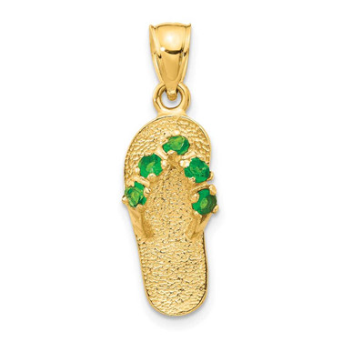 Image of 14K Yellow Gold May/CZ Simulated Birthstone Flip Flop Pendant