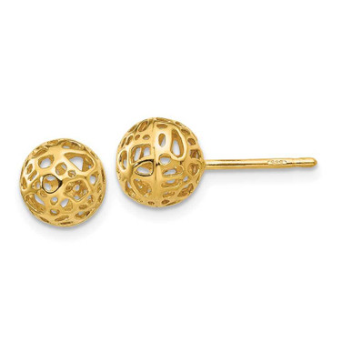 Image of 7.5mm 14K Yellow Gold Medium Fancy Ball Stud Post Earrings