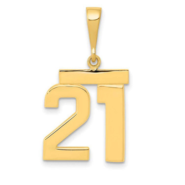 Image of 14K Yellow Gold Medium Polished Number 21 Pendant MP21