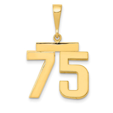Image of 14K Yellow Gold Medium Polished Number 75 Pendant MP75 Image of 14K Yellow Gold Medium Polished Number 75 Pendant MP75