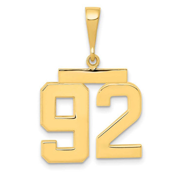 Image of 14K Yellow Gold Medium Polished Number 92 Pendant MP92