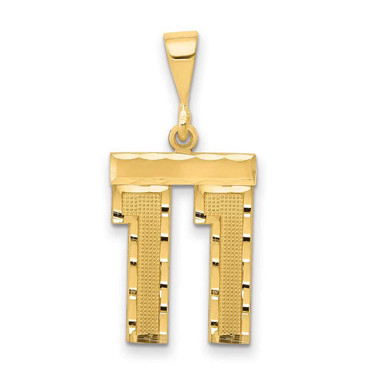 Image of 14K Yellow Gold Medium Shiny-Cut Number 11 Charm