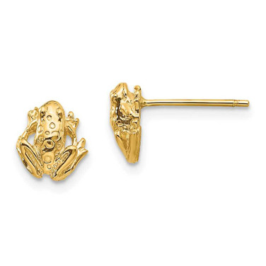 Image of 9mm 14K Yellow Gold Mini Frog Stud Post Earrings