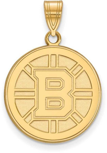 Image of 14K Yellow Gold NHL Boston Bruins Large Pendant by LogoArt (4Y004BRI)