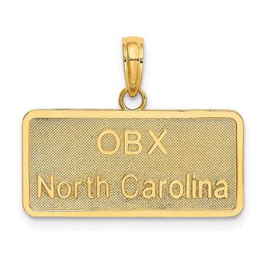 Image of 14K Yellow Gold OBX (Outer Banks) North Carolina License Plate Pendant K8644