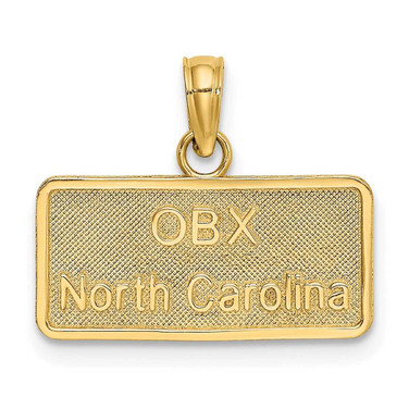 Image of 14K Yellow Gold OBX (Outer Banks) North Carolina License Plate Pendant K8645