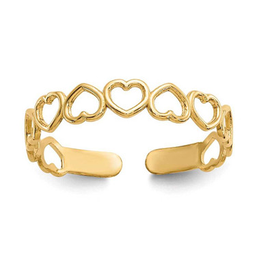 Image of 14K Yellow Gold Open Hearts Toe Ring