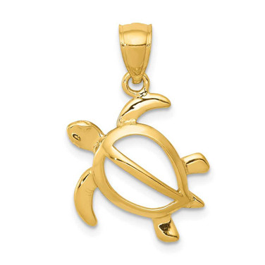 Image of 14K Yellow Gold Open Turtle Pendant D3435
