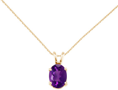 Image of 14K Yellow Gold Oval Amethyst Pendant (Chain NOT included) P8018-02