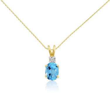 Image of 14K Yellow Gold Oval Blue Topaz & Diamond Pendant (Chain NOT included) P8021-12