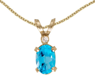 Image of 14k Yellow Gold Oval Blue Topaz And Diamond Filigree Pendant (Chain NOT included)