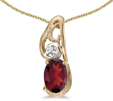 Image of 14k Yellow Gold Oval Garnet And Diamond Pendant (Chain NOT included) (CM-P2590X-01)