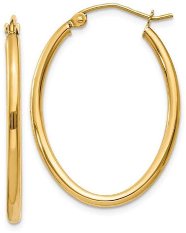 Image of 17mm 14K Yellow Gold Oval Polished Hoop Earrings TA257