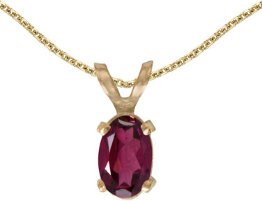 Image of 14k Yellow Gold Oval Rhodolite Garnet Pendant (Chain NOT included)