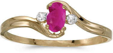 14k Yellow Gold Oval Ruby And Diamond Ring (CM-RM1678X-07)