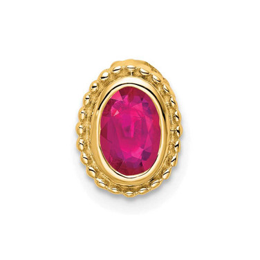 Image of 14K Yellow Gold Oval Ruby Chain Slide Pendant
