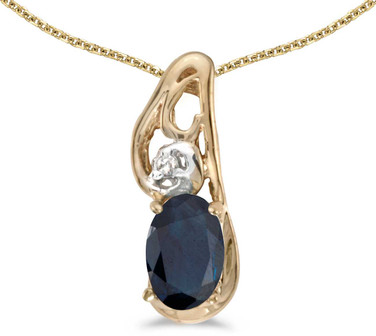 Image of 14k Yellow Gold Oval Sapphire And Diamond Pendant (Chain NOT included) (CM-P2590X-09)