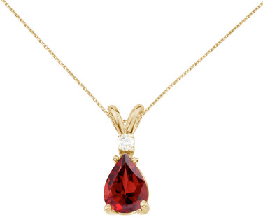 14K Yellow Gold Pear-Shaped Garnet & Diamond Pendant (Chain NOT included)