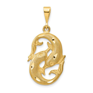 Image of 14K Yellow Gold Pisces Zodiac Pendant C475