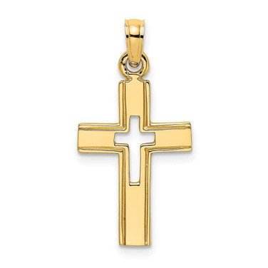Image of 14K Yellow Gold Polished & Cut-Out Cross Pendant K8517