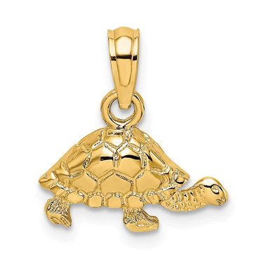Image of 14K Yellow Gold Polished & Engraved Mini Turtle Pendant