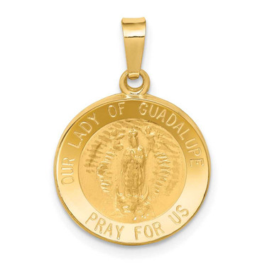 Image of 14K Yellow Gold Polished & Satin Our Lady Of Guadalupe Medal Pendant XR1244
