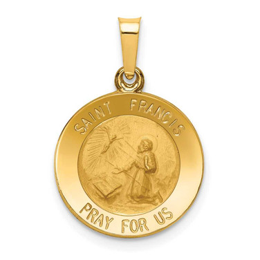 Image of 14K Yellow Gold Polished & Satin St. Francis Medal Pendant XR1321