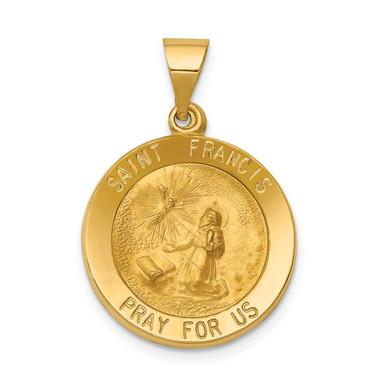 Image of 14K Yellow Gold Polished & Satin St. Francis Medal Pendant XR1322
