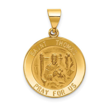 Image of 14K Yellow Gold Polished & Satin St. Thomas Medal Pendant