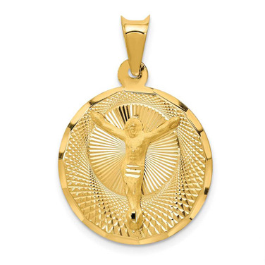 Image of 14K Yellow Gold Polished & Shiny-Cut Corpus Circle Pendant K5617